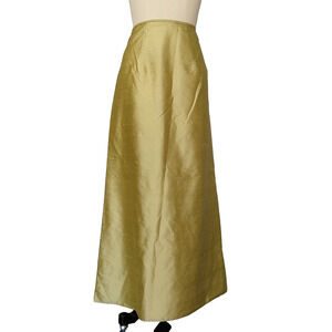 Vintage 90s Jessica McClintock Midi Skirt Size 4 Green Dupioni Silk Prom Formal
